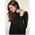felpa donna comfort con zip e cappuccio con interno maculato black-allover animalier donna large