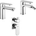 set miscelatori lavabo e bidet per piletta click clack doccia incasso con deviatore rubinetteria