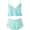 bluebella leonora set top e short in raso luxe turchese/trasparente