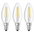 set lampadine led (3 pz) candela e14 (4w) luce calda base classic b