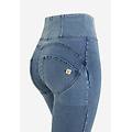 jeggings push up wr. up 7/8 superskinny vita alta con zip denim blu medio-blue seams donna medium