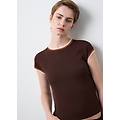 - t-shirt senza maniche in misto viscosa marrone regular fit con cuciture donna marrone scuro taglia