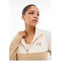 felpa bicolore con collo alto e zip in french terry modal jet stream-stripes beige donna extra