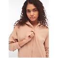 felpa corta con cappuccio e zip in heavy jersey stretch warm taupe donna extra large