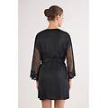 kimono in raso di viscosa e tulle all about flowers donna nero taglia m/l