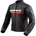 mile giacca in pelle per moto nero bianco rosso 56