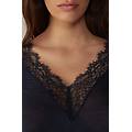 intimissimi - maglia scollo a v ultralight con cashmere e pizzo donna blu taglia m