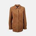 giacca in pelle da donna beige