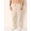 pantalone lungo da uomo cotton linen / sabbia / l sabbia