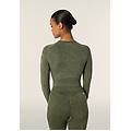 maglia corta con maniche lunghe tessuto seamless ice wash beetle green used donna medium/large