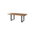 tavolo da pranzo in legno di acacia e resina epossidica nera 160x90x76 laccato natur / gambe a u