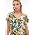 t-shirt scollo a v in jersey modal stampa tropical all over white allover flower donna large