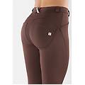 pantaloni push up wr. up vita alta in tessuto traspirante french roast donna small