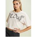 t-shirt cropped con stampa flow centrale crystal gray donna xxs