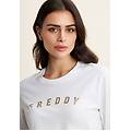 felpa girocollo in jersey con stampe in oro chiaro bianco donna extra small