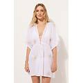 caftano in cotone con ricami eleganti donna bianco tu