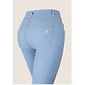 pantaloni n. o. w. skinny vita media in similpelle ecologica faded denim donna medium