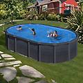 gre. piscina capri in acciaio grafite con parete ovale 730 x 375 x 132 cm piscine ritiro gratis
