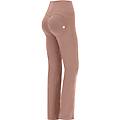pantaloni push up wr. up ecologici vita alta e wide leg raw umber donna large