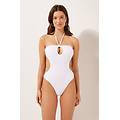 costume intero cut out piquet donna bianco s