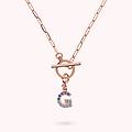 collana catena forzatina con pendente lettera pav&eacute; in cubic zirconia