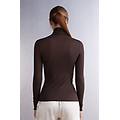 maglia in modal ultralight con cashmere collo alto donna marrone taglia l