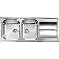 cmspa lavello zenith 116x50 inox satinato 2 vasche sinistra con sgocciolatoio piletta 3''