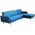 - divano letto trapuntato con penisola blu melange stile moderno d. 176x84x84 / dl. 176x105x45 / s.