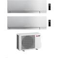 climatizzatore dual split kirigamine zen msz-ef silver 15+18 con mxz-3f54vf inverter r32 wifi classe