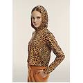 felpa cropped con zip e cappuccio animalier leopard animalier on beige donna xxs