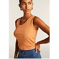 top a costine stretch con scollo asimmetrico sandstone donna large