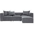 divano d'angolo componibile 4 posti in tessuto melange grigio scuro kerry
