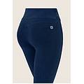 pantaloni n. o. w. flare effetto denim in jersey tencel dark jeans-seams on tone donna extra large