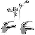 set miscelatore monocomando per lavabo + bidet + vasca monoforo a parete serie ecoline