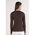 maglia manica lunga girocollo 100% lana merino donna marrone taglia s