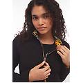 felpa collo alto e zip in jersey con dettagli tropical black -b&w allover flower donna xxs