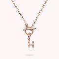 collana catena forzatina con pendente lettera pav&eacute; in cubic zirconia