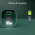 caricabatterie da parete 30w tetrganlcd1usb1c30a-verde
