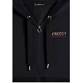 felpa cappuccio e zip da donna con fondo in velluto nero donna extra small