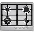 chg6bf4wtx piano cottura 4 fuochi a gas 60 cm (1 bruciatore doppia corona) colore acciaio