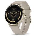 venu 3s bluetooth gps nfc 41mm amoled oro con cinturino beige m impermeabile 5atm spo2