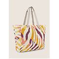 borsa shopper in canvas animalier con zip zebra animalier multicolor donna unica