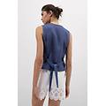 gilet in tela di lino the pure linen donna blu taglia l