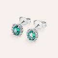 orecchini lobo punto luce elizabeth crown oro bianco smeraldo diamante collezione elizabeth crown