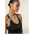 canotta sportiva in tessuto tecnico con inserto floreale black-all flow green+bronze donna small