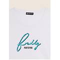 t-shirt con logo floreale bianco-azzurro donna large