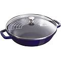 specialities wok con coperchio in vetro rotondo 30 cm blu scuro