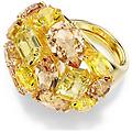 anello cocktail gema taglio misto giallo placcato color oro 50-55