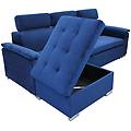 milanihome. it divano letto con penisola ergonomico con poggiatesta regolabile blu 234 x 84 x 148