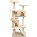 - albero per gatti con tiragraffi in sisal 125 cm beige